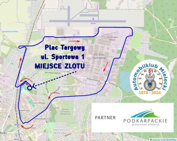 ALT  XIII Zlot Mielecki Zlot Pojazdów Zabytkowych - Trasa przejazdu